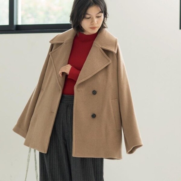 カシミヤブレンドウールミドルピーコート | オペークドットクリップ