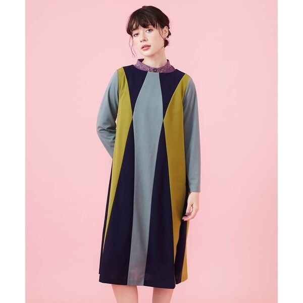 Bloque 配色パッチワークワンピース | ホコモモラ(JOCOMOMOLA