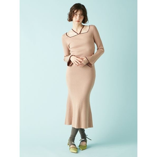 デコルテデザインラメニット2wayワンピース | リリーブラウン(LILY