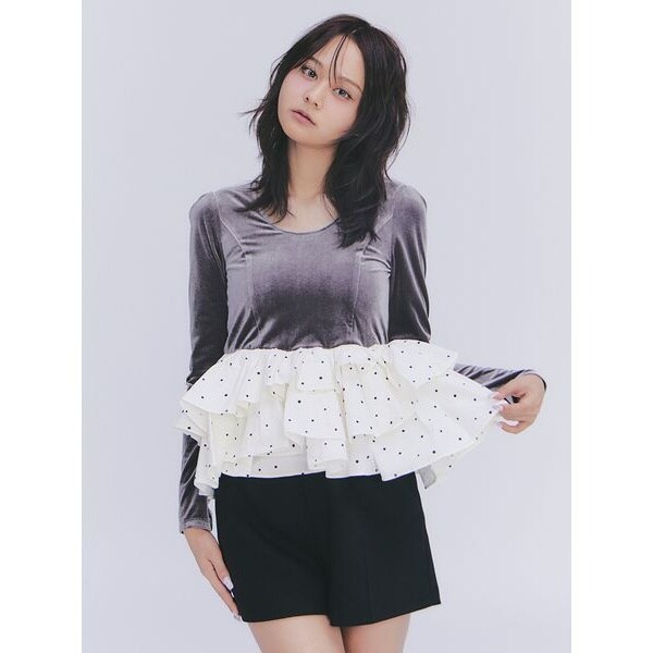 ベロアペプラムフリルトップス | リリーブラウン(LILY BROWN) | マルイ