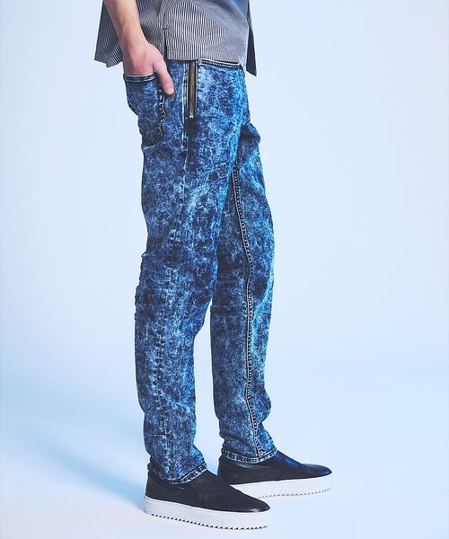 ケミカルウォッシュ】Zip テーパード スキニー デニム【予約