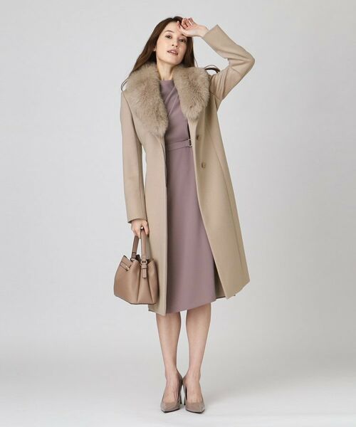 日本製／フォックスファー／カシミヤ混】ファー付ウールコート