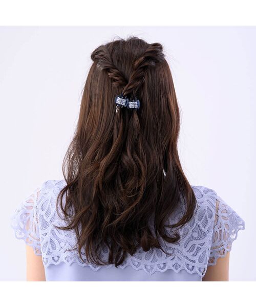 ダブルクリスタルメッシュ ホイップクリップ2個セット （カチューシャ