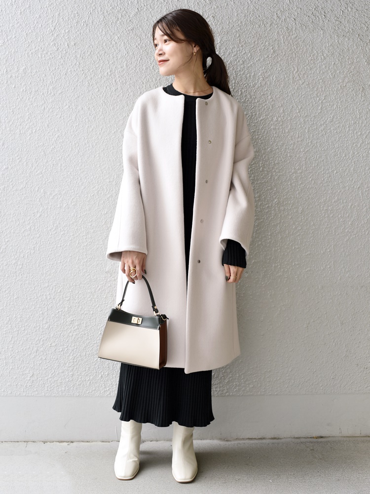 セール】 SUPER140 コクーンノーカラーコート◇ （その他アウター