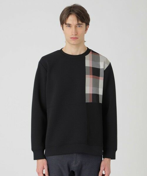 セール】 チェックニットドッキングスウェットシャツ （カットソー