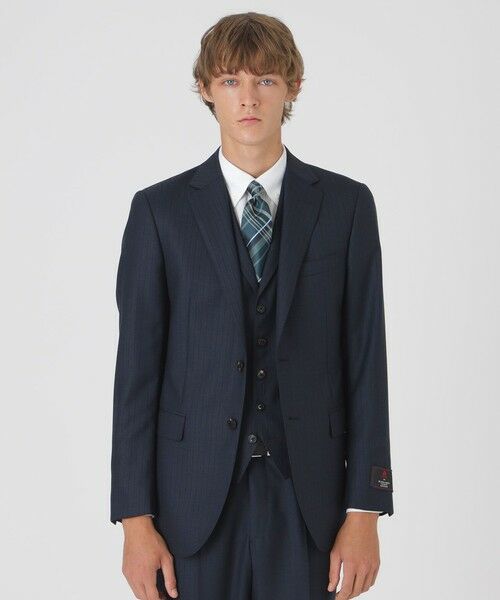 セール】 MIYUKIプルシャンブルーシャドーストライプスリーピース