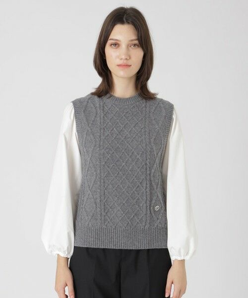 セール】 ニットベスト付きカットソー （ニット・セーター）｜BLUE