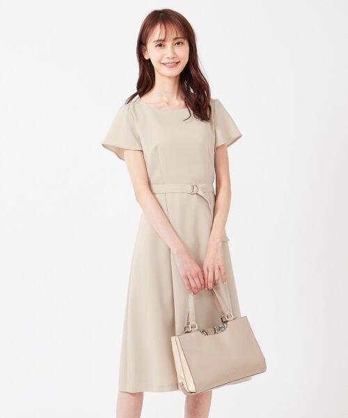 セール】 【ベルト付き】ノーブルフレア ワンピース （ミニ丈・ひざ丈