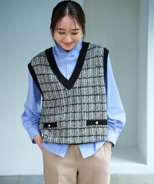 セール】 【洗える】ツイードニット ベスト （ベスト）｜ANY SIS