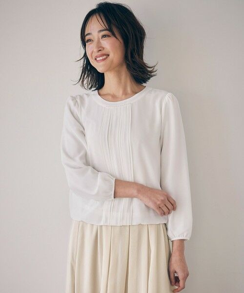 洗える】フロントプリーツシフォン ブラウス （シャツ・ブラウス