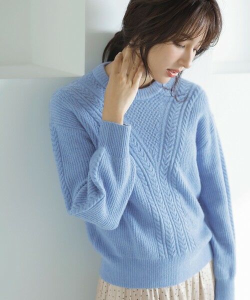 セール】 【洗える】フロントケーブルポイントアンゴラブレンド ニット