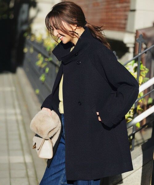 ウールライクスタンドカラー ミドルコート （その他アウター）｜ANY