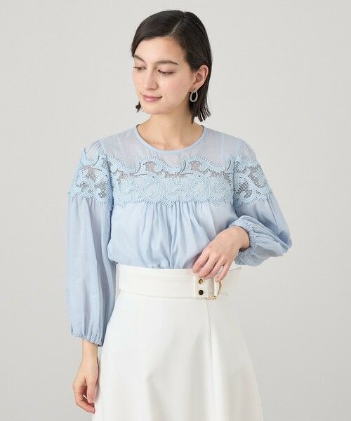 セール】 ラミーコットンレースギャザー ブラウス （シャツ・ブラウス