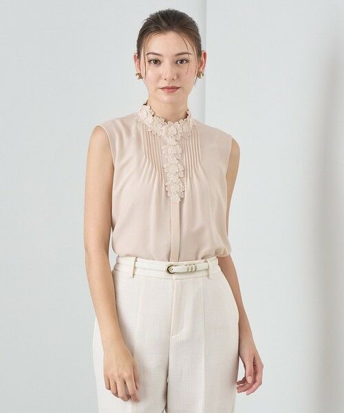 セール】 ジョーゼットフラワーノースリブラウス （シャツ・ブラウス