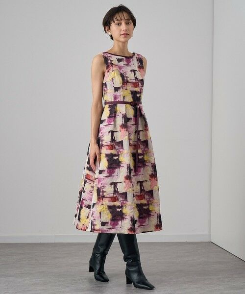 セール】 チェックジャガードタックフレア ワンピース （ロング