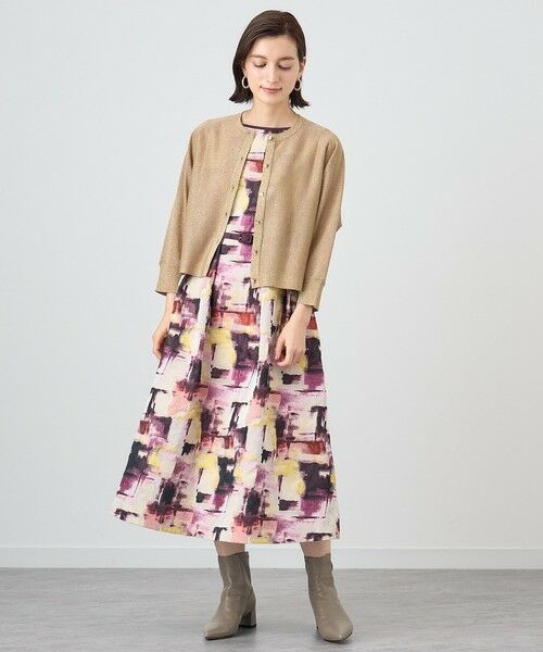 セール】 チェックジャガードタックフレア ワンピース （ロング