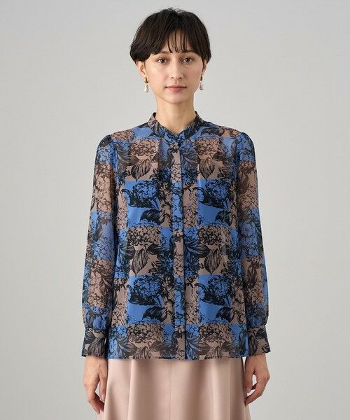 セール】 チェックフラワープリントボウタイ ブラウス （シャツ