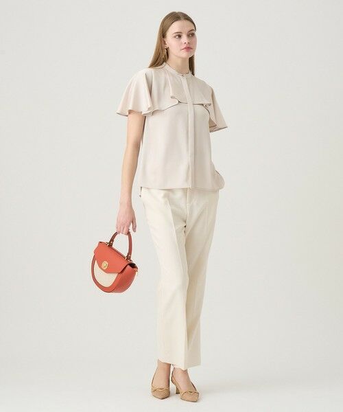 セール】 ストレッチサテンケープブラウス （シャツ・ブラウス