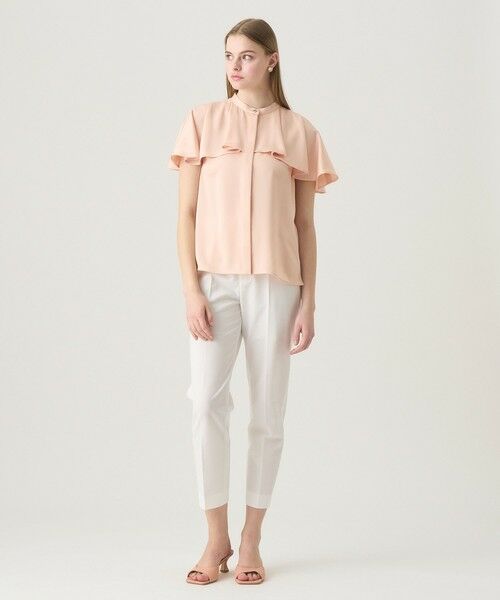 セール】 ストレッチサテンケープブラウス （シャツ・ブラウス