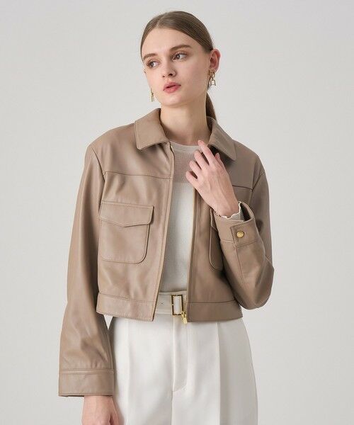 セール】 ラムレザーステンカラー ジャケット （レザーブルゾン