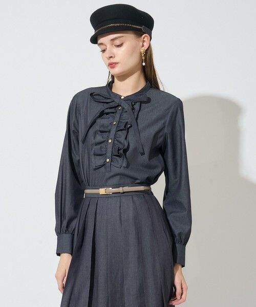 セール】 【セットアップ対応商品】ライトデニムタイ付き ブラウス