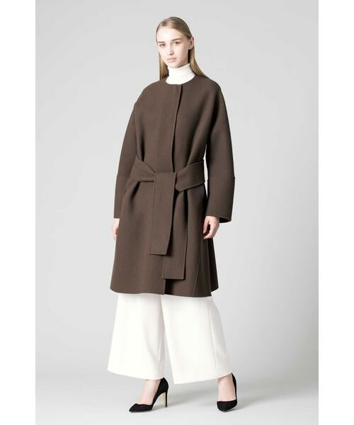 セール】 サンドロリバーベルト付きノーカラーコート （アウター