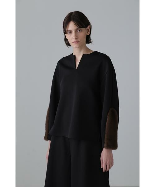 セール】 フェイクファーラインジャージーカットソー （カットソー