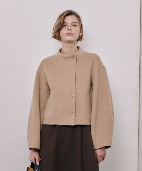 セール】 Wリバースタンドカラーショートコート （ピーコート