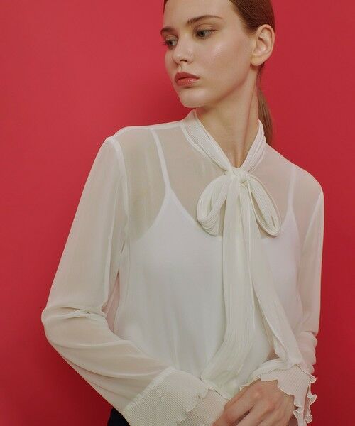 セール】 【LOULOU WILLOUGHBY】プリーツリボンブラウス （シャツ