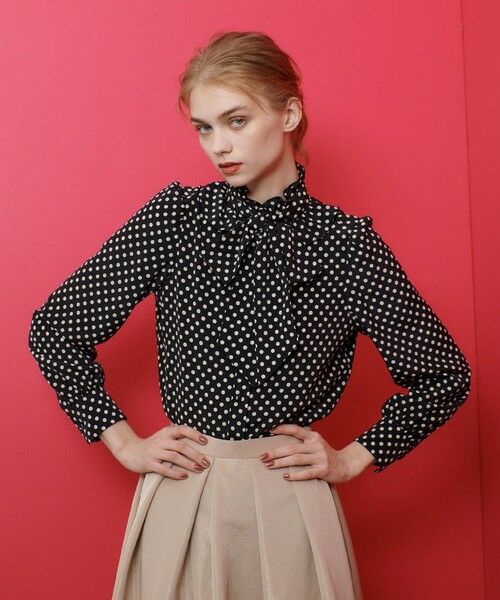 LOULOU WILLOUGHBY】◇デシンドットフリルボウタイブラウス （シャツ