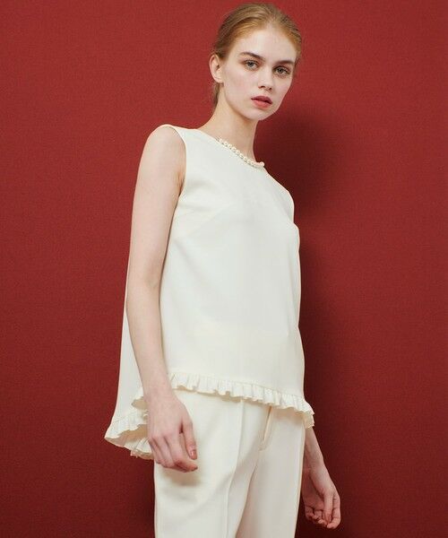 LOULOU WILLOUGHBY】パールネックレス付きフリルブラウス （シャツ