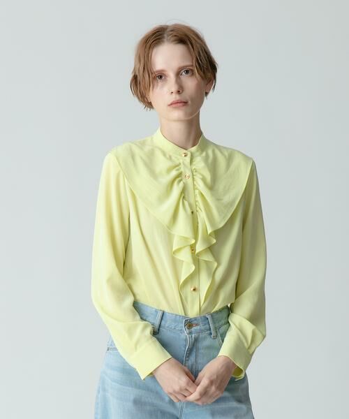 セール】 トリアセポリエステルフロントフリルブラウス （シャツ