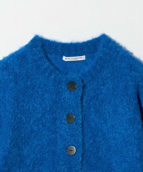 セール】 ウールブレンド ブークレ クルーネックカーディガン