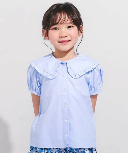 セール】 オックスフリルビッグカラーブラウス(90~140cm) （シャツ