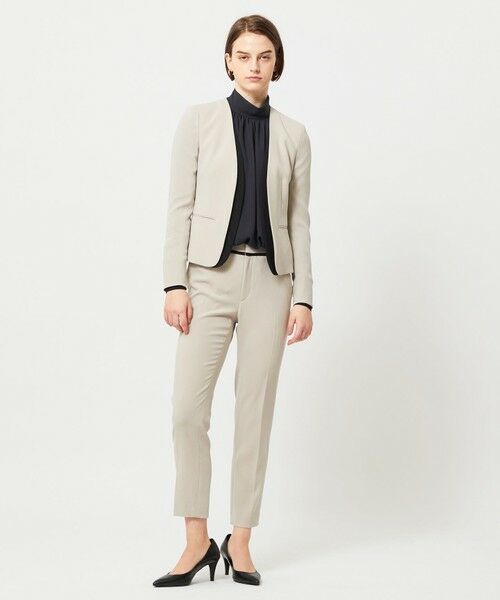 CINDY / ダブルカラージャケット （ノーカラージャケット）｜BEIGE