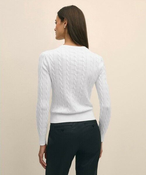 スーピマコットン ケーブル クルーネックセーター （ニット・セーター