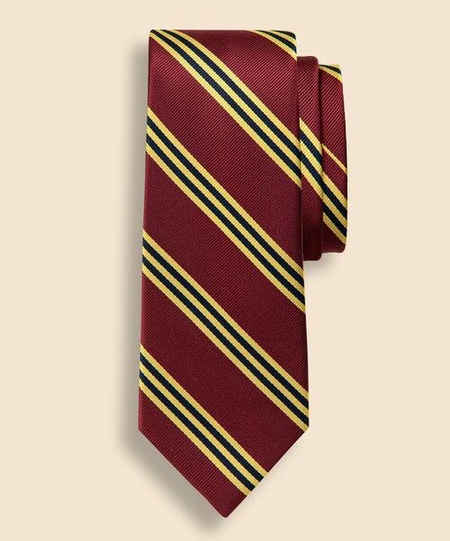 シルク BB#1ストライプ レップタイ Made in USA （ネクタイ）｜Brooks