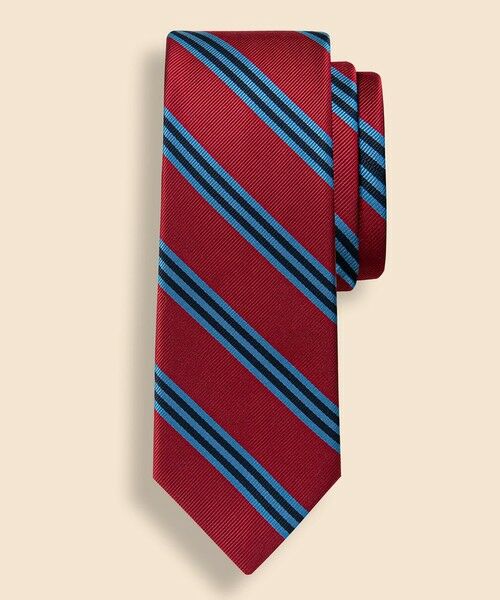 シルク BB#1ストライプ レップタイ Made in USA （ネクタイ）｜Brooks