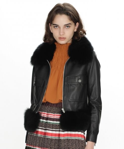 セール】 ファー付レザージャケット （レザーブルゾン・ジャケット
