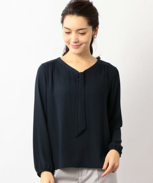 洗濯可能] D Vネック ボウタイ ブラウス （シャツ・ブラウス）｜green