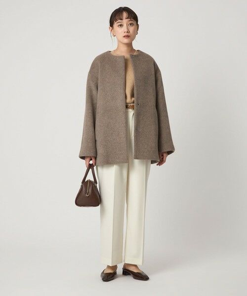 size SHORTあり］アンゴラビーバー ノーカラー ミドル コート （その他