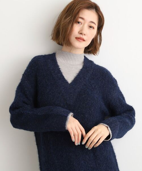 セール】 一枚でレイヤードコーデ完成！ブークレーニットワンピース