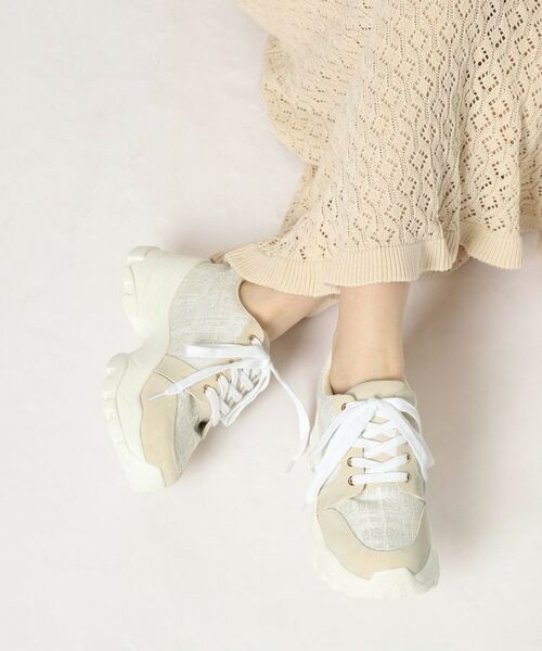 セール】 ツイード風フラワーベルト厚底スニーカー （スニーカー