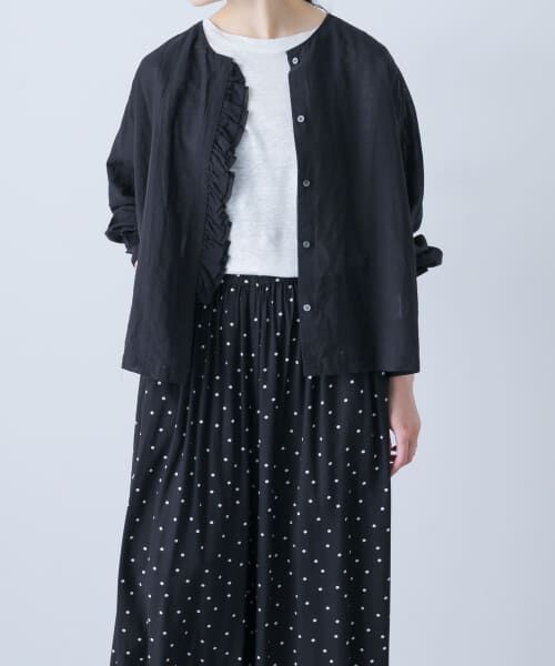 コットンリネンワッシャーフリルブラウス （シャツ・ブラウス