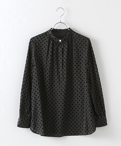 セール】 サテンフロッキードットプリントブラウス （シャツ・ブラウス