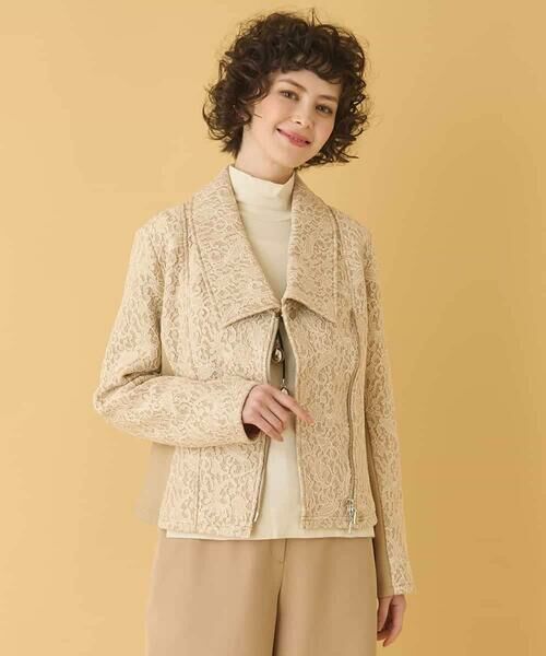 セール】 【洗える】レースボンディングライダース風ジャケット