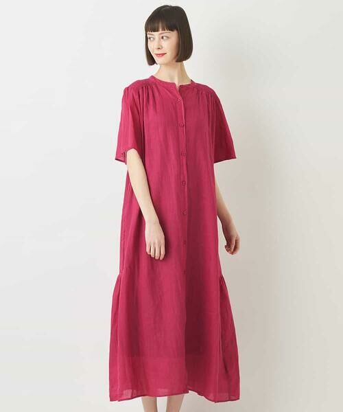 セール】 【麻製品染め】ロングワンピース /洗える （ロング・マキシ丈