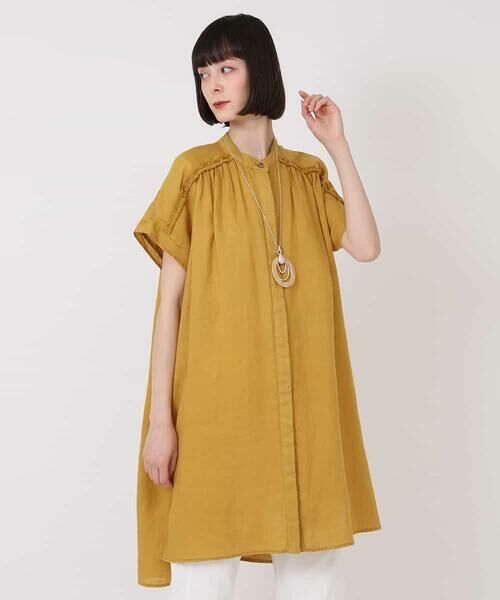 セール】 麻製品染めロング丈ブラウス /洗える （チュニック）｜HIROKO