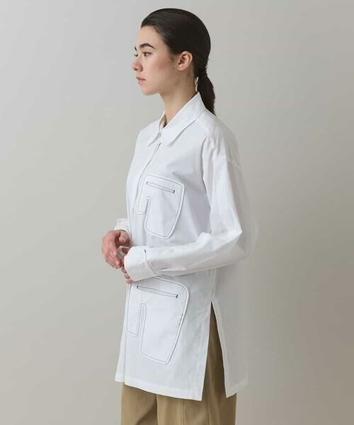 セール】 【洗える】切り替えブロードロング丈ブラウス （シャツ