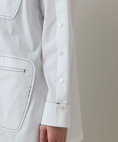 セール】 【洗える】切り替えブロードロング丈ブラウス （シャツ